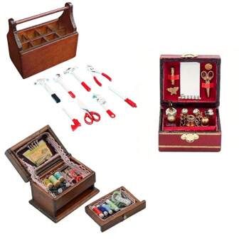 1PC Vintage-Inspired Miniature Dressing Table Jewelry Box, Artificial Wood Brown Figurine Storage With Multiple Compartments, Collectible Figurines, Dollhouse Accessories, Perfect For Rooms Parties Decor And Halloween And Christmas Gifts