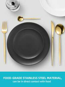 24 pièces Set de couverts occidentaux d'hôtel en acier inoxydable, comprenant des couteaux, fourchettes, cuillères et cuillères à thé. Cadeau de cuisine, de Noël, fournitures scolaires