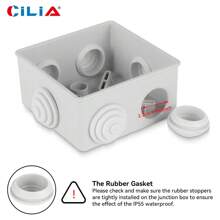 CILIA IP44防水快速安装方形接线盒80x80x40mm，专为户外电气作业设计，防丢失盖设计，无需切割电缆入口，灰色 - 灰色 - 查看 6