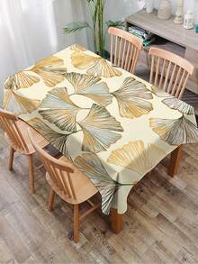 1pc Ginkgo Leaf Printed Tablecloth, Modern Polyester Rectangular/Round Waterproof Tablecloth, Digital Printing Suitable For Living Room, Outdoor Dining Table, Small Round Table - Multicolor a - View 7