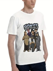 Printed Lil Homies Outfit T Shirt For Men Women Tee Shirt Short Sleeve Clothes 180g - 白色 - 查看 2