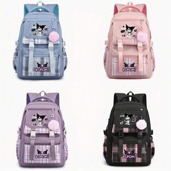  Sanrio för Kuromi ryggsäck med tecknat tryck, lätt nylon, rymlig collegestil, polyesterfoder, dragkedja, handtvättbar, lämplig för daglig pendling och skolresor Kuromi sött pennfodral Tillbaka till skolan material Skolmaterial Skrivmaterial Sprayground-ryggsäck Presenter till jul God jul Julgranar Julbelysning och Halloween