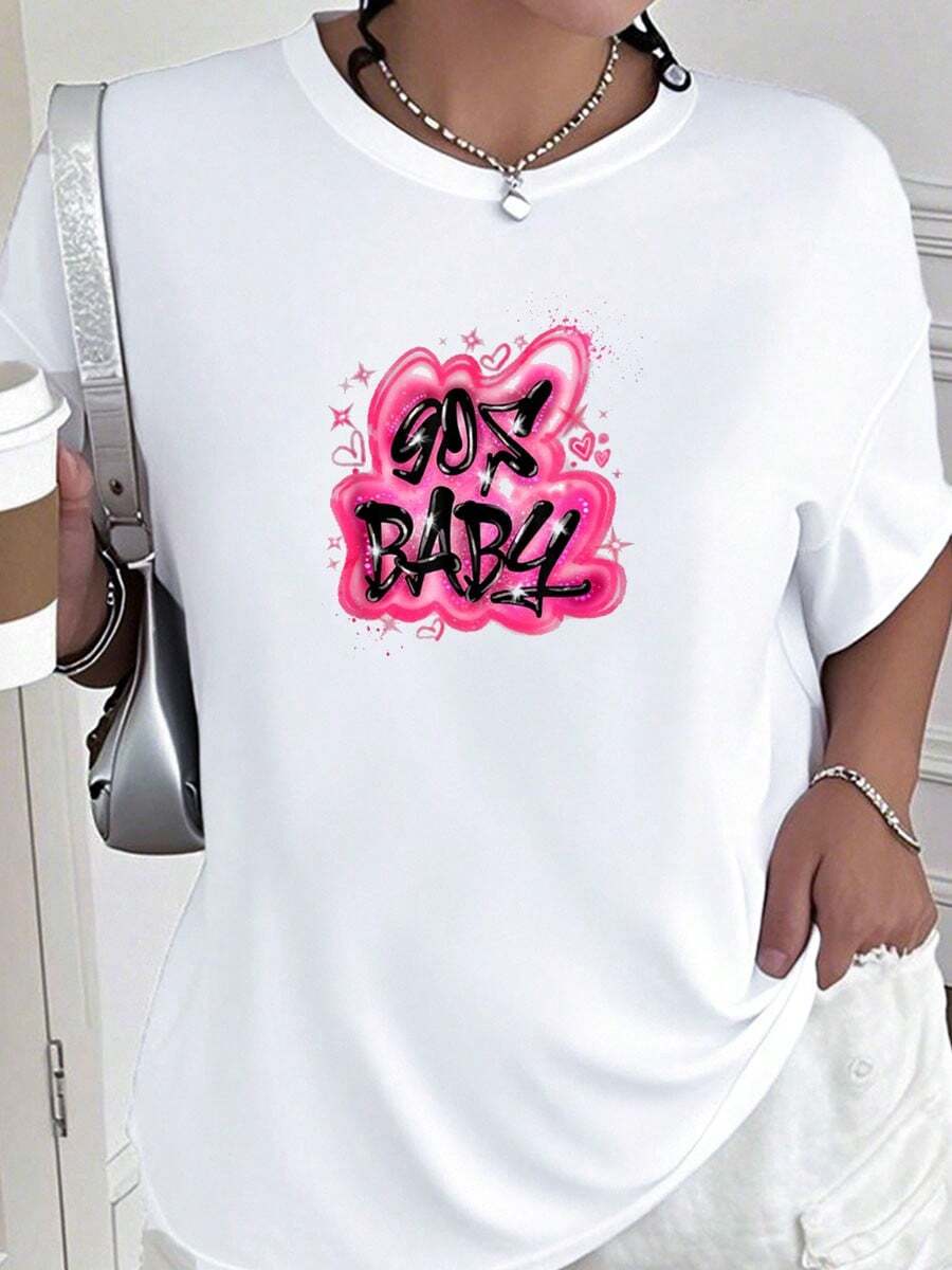 90s Classic Airbrush Style Graphic Retro Birthday-Shirt        Art Graphic Tees  Crop Tops Summer Outfits Women's-Shirt Summer Tops -Shirt - White - View 1