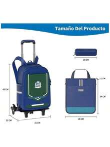 MOLOLAN Backpacks - Dark Blue With Green - View 2