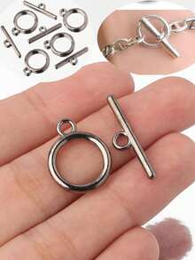 10 sets de cierres de palanca OT, conectores de cierre para hacer collares, pulseras y accesorios de joyería DIY - Pistola negra 1 - Ver 1