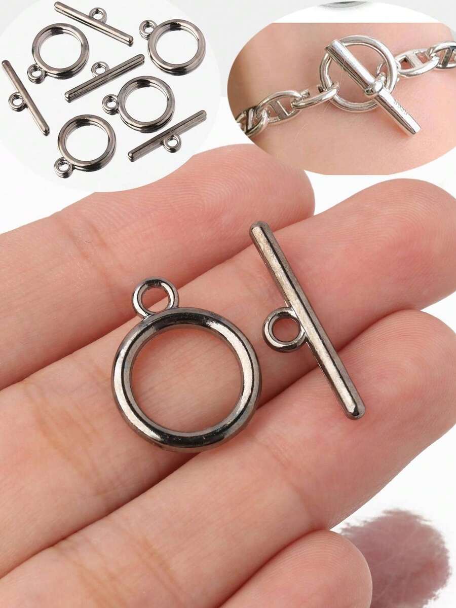 10 sets de cierres de palanca OT, conectores de cierre para hacer collares, pulseras y accesorios de joyería DIY - Pistola negra 1 - Ver 1