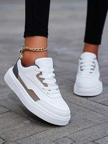 ​Women's White Wave Sole Sneakers - Gray Accent Lightweight Shoes For City Pavement, Year-Round Everyday Comfort Wear​ - Nhiều màu - Xem 2