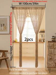 1 pièce/2 pièces Rideau décoratif de porte à ligne filetée, rideau de diviseur à gland pour salon, chambre à coucher, paravent pliant d'entrée