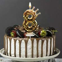 1 套 0-9 金色水钻皇冠装饰数字生日蜡烛，DIY 手工生日蛋糕装饰，派对氛围用品，浪漫派对用品，生日蜡烛，适用于生日派对、毕业派对、主题派对 - 金色皇冠 - 查看 4