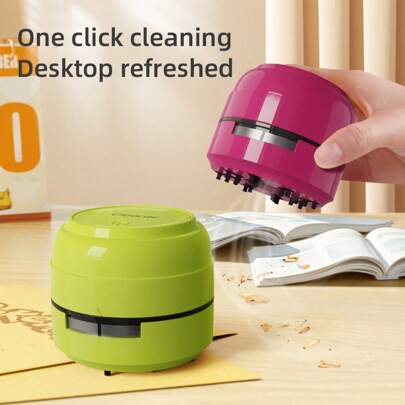 Mini aspirador de pó portátil de mesa, aspirador de pó sem fio alimentado por bateria, limpador de micro migalhas de plástico para casa e escritório, suprimentos de escritório práticos e acessórios para estudantes sem bateria - perfeito para limpar mesas e espaços de trabalho, coletar itens pequenos, borrachas, detritos, aparas (as baterias precisam ser adquiridas separadamente)