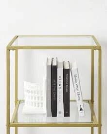 VASAGLE 6-Tier Glass Shelf, Bookshelf, Storage Rack, Tempered Glass, Easy Assembly, For Bathroom, Living Room, Bedroom, Office, Metallic Gold - Gold - View 3