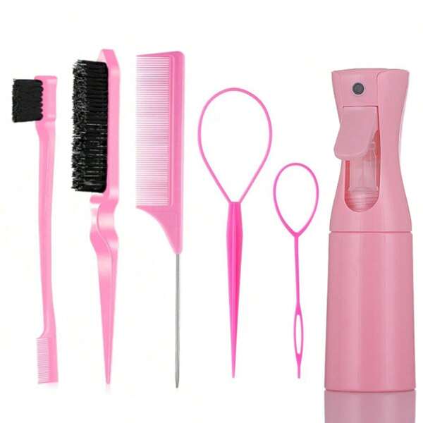 6 Stück/Set Haarbürsten-Set, Friseur Sprühflasche, Haar-Flechten-Schlaufe, Ratte Schwanz Kamm, Teasing Haarbürste, Edge Control Haarbürste, Slick Back Bürste, Friseur Zubehör, Haartrockner, Haare, Friseur, Haarwerkzeuge, Haarprodukte, Haaraccessoires, Edge Bürste, Styling Bürste, Friseur Zubehör, Reise, Haartrockner, Haarsachen, Haarspray, Haaraccessoires, Lockenprodukte, Friseurausrüstung, Zubehör, Haarschneideschere, Weihnachten, Friseursalon, Friseur Zubehör, Haaraccessoires, Friseur, Reiseessentials, Frisur, Friseur, Haare, Reise, Haarprodukte, Haarwerkzeuge, Haarsachen, Friseur, Friseur Zubehör, Friseursalon, Friseurausrüstung