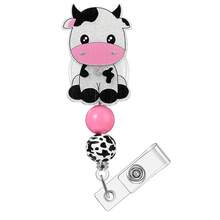 Cute Cow Retractable Badge Holders, Id Badge Holders Retractable Clip Badge Reel Holder With Clip ID Card Holders Acrylic Badge Reel For Nurses Doctor Office Workers Students-225505