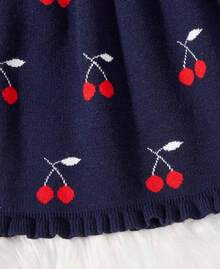 Nika Baby Cherry Knitted Baby Dress - Màu xanh hải quân - Xem 4