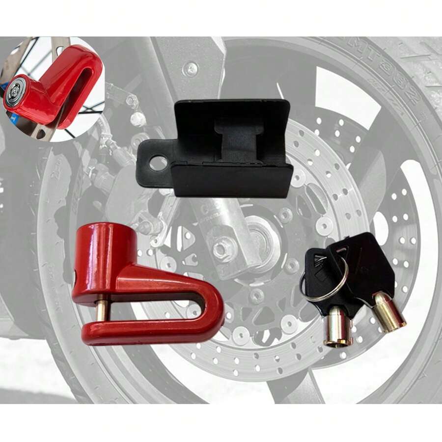 Candado Disco Aluminio Motocicleta Bicicleta Segura Proteccion Anti Robo Freno Bloqueo Lock Compacto Vmingo Mexico - Rojo - Ver 1