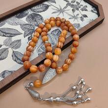 45pcs Natural Amber Wood Prayer Beads/Tasbih, 10mm/8mm, Unisex Accessory, Repeated Friction Makes It Glossier Over Time, Suitable For Ramadan And Other Holidays As Gifts And Daily Use - Fully Oiled Amber Wood - View 7
