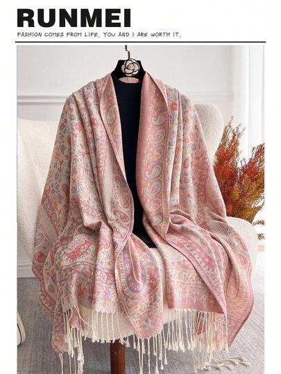 1 Stück Modischer, warmer Schal mit Cashew-Muster für Frauen, klassischer Paisley-Hijab und Schal-Hijab für Abaya und Kleider