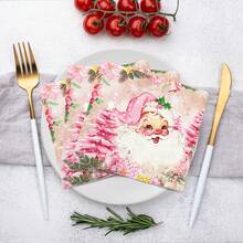 20pcs/40pcs/100pcs Pink Santa Claus Christmas Napkins Santa Xmas Tree Napkins Merry Christmas Paper Luncheon Napkins Dinner Dessert Decorative Napkins For Xmas Winter Holiday Birthday Party Supplies - Multicolor - View 6