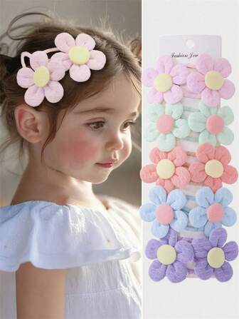 2 件套女婴布艺花朵发夹，海滩旅行照片装饰 DIY 发饰，不会损坏头发，适合日常使用