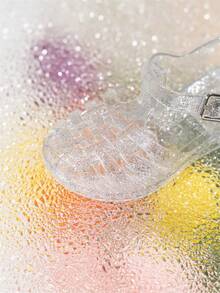 Fashionable Shiny Crystal Jelly Shoes For Girls, White Jelly Shoes, Summer Water Shoes, Beach Sandals, Flat Shoes