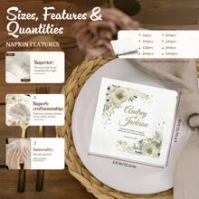 20-500 件定制餐巾，花卉个性化纸质婚礼餐巾，3 层白色一次性餐巾，适用于酒吧、新娘送礼会、生日、订婚、婚礼、洗礼，使用和触摸均无害，非常适合派对装饰和婚礼装饰，定制派对餐巾，圣诞装饰 - 白色 - 查看 3