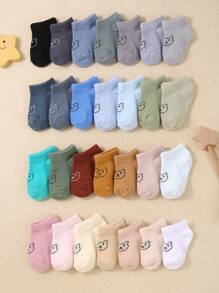 10 Pairs Of Baby Boat Socks With Little Bear Patterns On The Instep, In Random Colors. These Lovely Cartoon Bear - Patterned Socks Are Suitable For Toddlers, Both Baby Boys And Baby Girls, And Are Applicable To Newborns Aged 0 - 3 Years Old. Baby Socks, Newborn Socks, Toddler Socks. - Multicolor - View 1