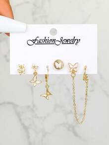 6 件/套 Y2K 粉色心形蝴蝶结耳钉 女士女孩星星吊坠耳环 - 甜美水晶蝴蝶结耳坠 时尚耳饰礼物 - 6件套蝴蝶結愛心耳環 - 查看 8