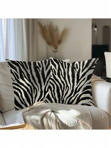 2pcs Black And Beige Abstract Texture Cushion Covers, 45.72x45.72cm, Decorative Throw Pillow Covers, Square Shape, Machine Washable, Zipper Closure, Suitable For Sofa, Bed, Bedroom, Car And Living Room Decor - Black and White - View 7
