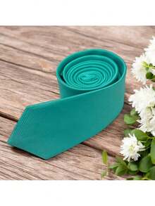 DOZE GOLDEN Men's Ties Slim Tie STRIPED TWILL FABRIC Casual, Perfect For Friends As A Gift Wedding Daily Use - Azul menta - Ver 2