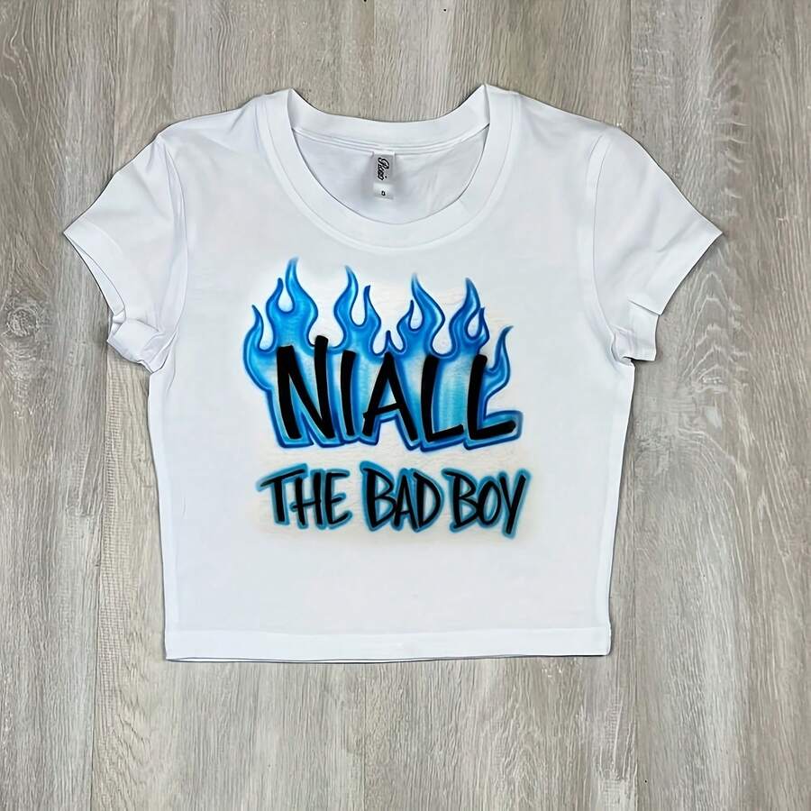 Niall The Bad Boy Airbrush Crop Top  Airbrush Shirt  Airbrush Rel - Trắng 10 - Xem 1