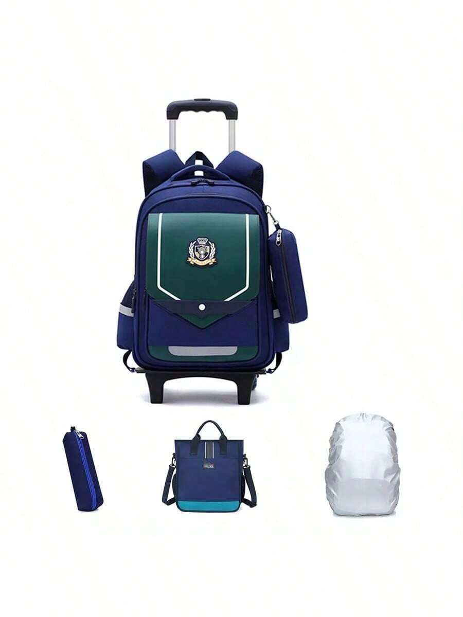 MOLOLAN Backpacks - Dark Blue With Green - View 1