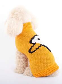Autumn/Winter New Cute Dog & Cat Pullover Sweater, Fashionable Knitted Thick Fabric, Adorable Duck Jacquard Design, Stylish Pet Clothing