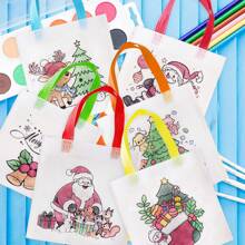 6/12/36 piezas Bolsas de regalo para colorear con temática navideña, incluye Papá Noel, renos y otros patrones divertidos, manualidades de pintura y coloreo, bolsas de obsequio, regalos de Navidad, decoraciones navideñas (no incluye bolígrafos de colores)
