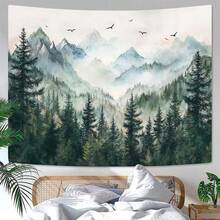 Local Shipping 2025 New   Black And White Tapestry Starry Night Mountain Tapestries For Bedroom Aesthetic Moon And Stars Tapastry's Wall Hanging Dark Nature Forest Wall Tapestry For Living Room Dorm (48'' * 36'') - 橘色 - 查看 4