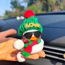 1pc White Rubber Duck Christmas Decoration Car Ornament, Car Center Console Decoration