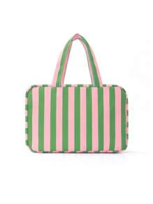 1 Piece Solid Color Striped Large Capacity Multifunctional Toiletry Bag Portable Hook Cosmetic Bag Travel Cosmetic Storage Bag Foldable Storage Makeup Tools Simple Style Cosmetic Bag Suitable For College Dormitories, Vacations, Back To School, Bathrooms, Men And Women Holiday Gifts Travel Essentials Bag For School Supplies Wash Bag Waterproof Toiletry Bag Makeup Bag Cruise Essentials Toiletry Bag For Women For Travel For Bathroom For Women