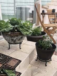 1/2 件重型金属防锈铁质植物架盆栽植物支架，适用于花盆，金属花园容器支撑架，重型花盆支架，美观的房间装饰，家居装饰，节省空间的收纳，厨房配件，浴室配件，卧室配件