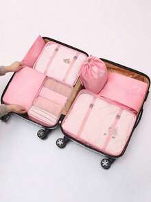 Set de 10 bolsas organizadoras de viaje, bolsa de maquillaje, bolsa de aseo, cubos de embalaje minimalistas de poliéster para accesorios de viaje, artículos esenciales de viaje, mochila de viaje, maleta, mudanza, vuelta al colegio