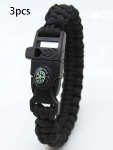 Adjustable Emergency Survival Bracelet With Whistle And Compass, Survival Kit For Camping, Outdoor Travel, Hiking