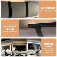 1pc LED Light Makeup Mirror For Car Sun Visors, Rechargeable Makeup Mirror, Adjustable Brightness, 3 Lighting Modes, Touch Screen, Universal For Cars, Trucks And SUV,600mAh