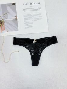Tanga sexy de encaje con parches - Multicolor - Ver 2
