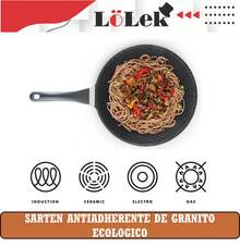 Sartén antiadherente de granito ecológico 24 y 28 cm LoLek, sin PFOA, mango antideslizante, apta para inducción, gas, vitrocerámica y eléctrica, resistente y fácil de limpiar - Negro - Ver 5
