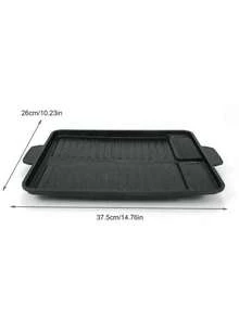 1pc Non-Stick Rectangular Griddle Pan, Smokeless Stone Griddle, Suitable For Indoor/Outdoor Grilling, Oven Tray, Restaurant Supplies, Outdoor Cooking, Easy To Clean, Convenient To Carry, Camping, Picnic, BBQ Accessories, Outdoor Yard Supplies - Black - View 12