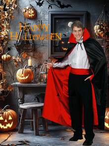 1Pc Halloween Vampire Cloak Toy Red Black Double Sided Death Cloak Makeup Costume Props(The Color And Style Of The Binding Rope Are Random) - Multicolor - View 2