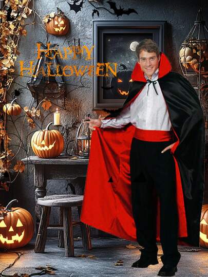 1Pc Halloween Vampire Cloak Toy Red Black Double Sided Death Cloak Makeup Costume Props(The Color And Style Of The Binding Rope Are Random)