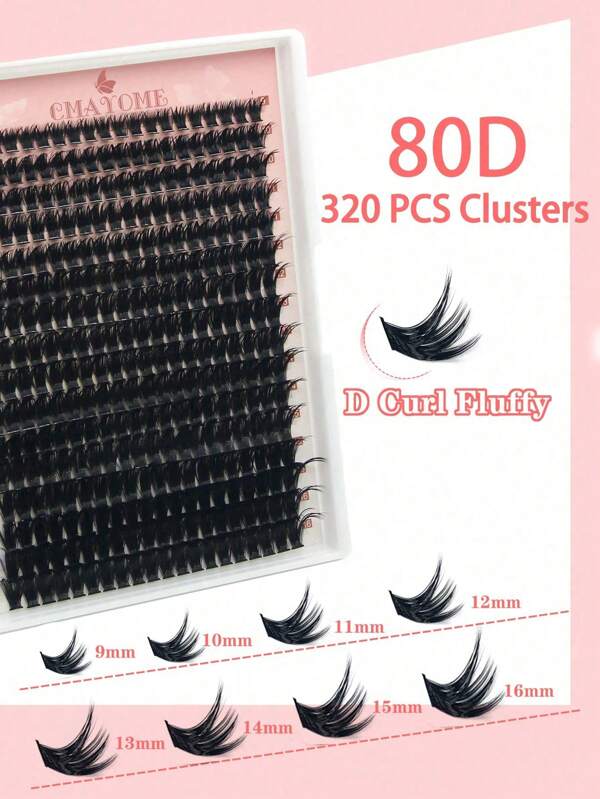 320 Cluster 40D/80D Faux Mink Eyelashes 0.07mm D Curled 9-16mm Mixed Natural Eyelash Extension 3D Russian Strip Personal Eyelash Makeup Tool