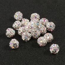 50 piezas de bolas de cristal de colores multicolor AB Rhinestone, cuentas sueltas redondas espaciadoras para hacer joyas, accesorios DIY para pulseras - color AB - Ver 3