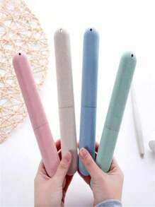 1/4 件便携式防尘牙刷架带支架，塑料牙刷收纳盒，适合日常和旅行使用（颜色随机） - 查看 10