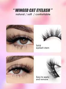 1 Cặp mi giả mắt mèo 18mm, mi giả lông chồn tự nhiên, có thể tái sử dụng, thích hợp trang điểm. - màu đen - Xem 3