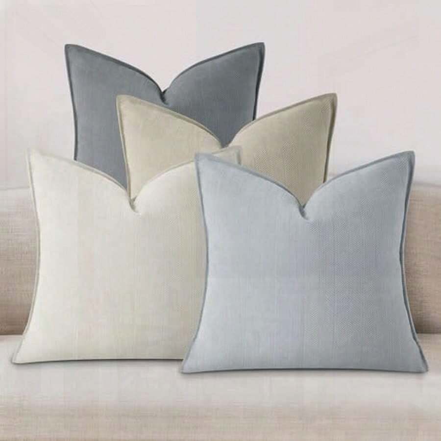 18x18 Inch Set Of 4 Neutral Soft Chenille Decorative Pillow Covers For Boneless Couch/Bed Living Room Home Decor - Neutral - View 1
